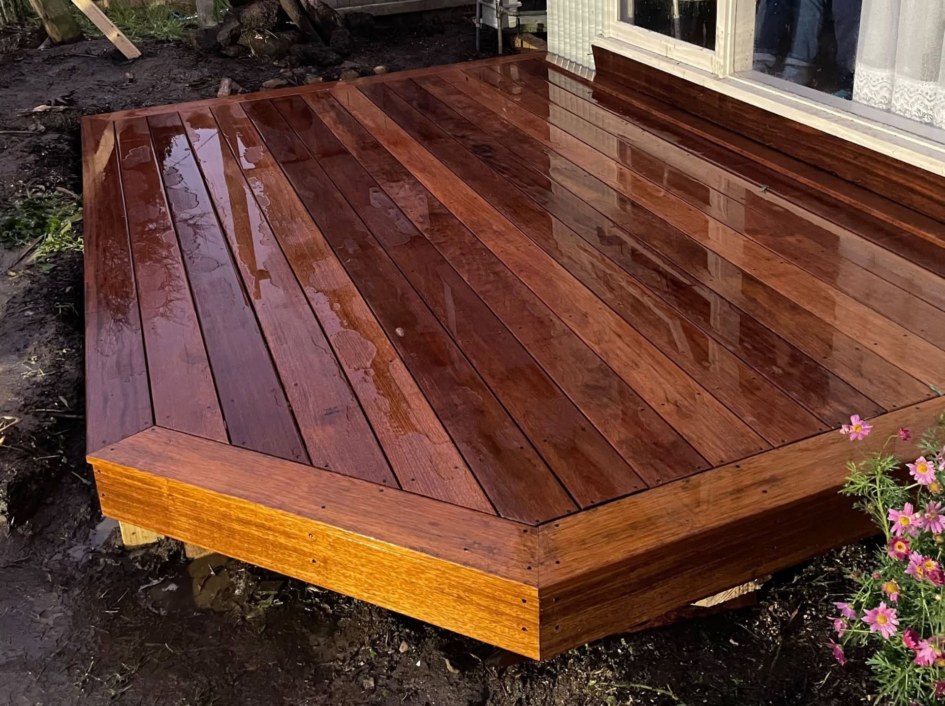 New timber deck, freshly oiled, at a Warrnambool home